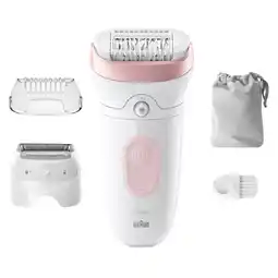 Krëfel Braun Silk·épil, Epilator voor Eenvoudige Ontharing, Langdurig Gladde Huid, 7-030, Wit/Flamingo aanbieding