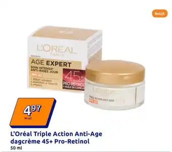 Action L'oréal triple action anti-age dagcrème 45+ pro-retinol aanbieding