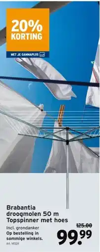 GAMMA Brabantia droogmolen 50 m Topspinner met hoes aanbieding