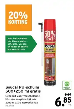 GAMMA Soudal PU-schuim 500+250 ml gratis aanbieding