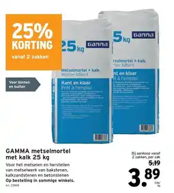 GAMMA GAMMA metselmortel met kalk 25 kg aanbieding