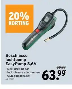 GAMMA Bosch accu luchtpomp EasyPump 3,6V aanbieding