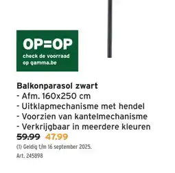 GAMMA Balkonparasol zwart aanbieding