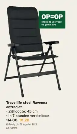 GAMMA Travellife stoel Ravenna antraciet aanbieding