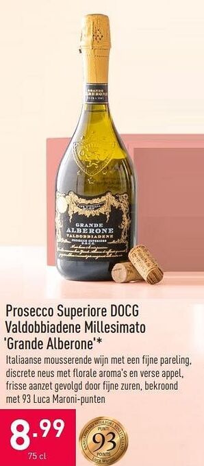 ALDI Prosecco superiore docg valdobbiadene millesimato grande alberone aanbieding