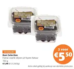 Colruyt Boni Selection Franse zwarte olijven uit Nyons Natuur 150 g aanbieding