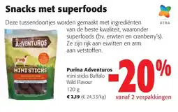 Colruyt Purina Adventuros mini sticks Buffalo Wild Flavour 120 g aanbieding