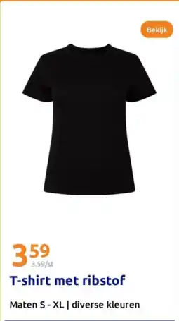 Action T-shirt met ribstof aanbieding