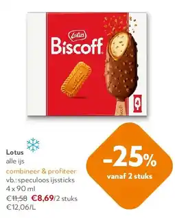 OKay Lotus speculoos ijssticks 4 x 90 ml aanbieding