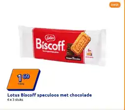 Action Lotus Biscoff speculoos met chocolade 6 x 3 stuks aanbieding