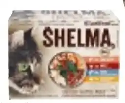 Colruyt Shelma stukjes zalm rund kabeljauw en kip in saus aanbieding