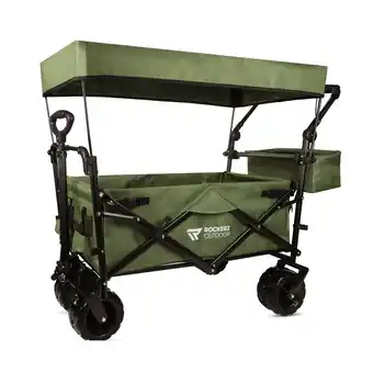 Decathlon Rockerz Outdoor - Bolderkar met dak - Opvouwbaar - XL inhoud - Kleur: Groen aanbieding