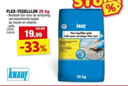 Hubo Knauf Flex tegellijm 25kg grijs aanbieding