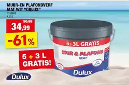 Hubo Dulux muur- en plafondverf mat 8l wit aanbieding