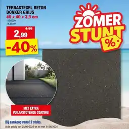Hubo Hubo terrastegel 40x40x3,9 cm gecoat donker grijs aanbieding