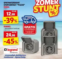 Hubo Legrand Dubbel verticaal stopcontact met penaarde donkergrijs aanbieding