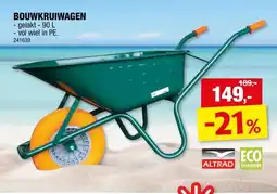 Hubo Altrad Kruiwagen 90l volle band PU aanbieding