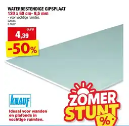 Hubo Knauf gipsplaat waterwerend AK 9,5mm 120x60 cm aanbieding