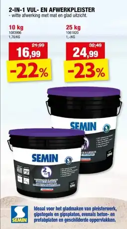 Hubo Semin 2-in-1 vul- en afwerkpleister 25kg aanbieding
