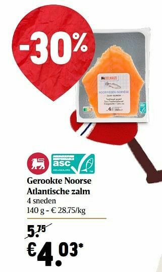 Delhaize Gerookte noorse atlantische zalm aanbieding