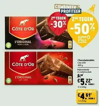 Delhaize Chocoladetablet côte d’or melkchocolade aanbieding