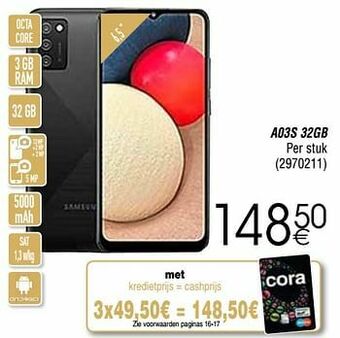 Cora Samsung a03s 32gb aanbieding