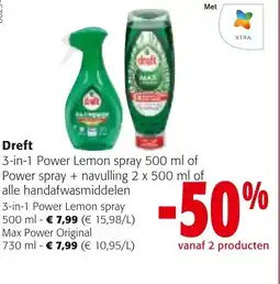 Colruyt Dreft 3-in-1 Power Lemon spray of Power spray + navulling of alle handafwasmiddelen aanbieding
