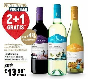 Delhaize Lindeman’s witte rosé- of rode wijn uit australië aanbieding