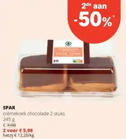 Spar SPAR crèmekoek chocolade 2 stuks aanbieding