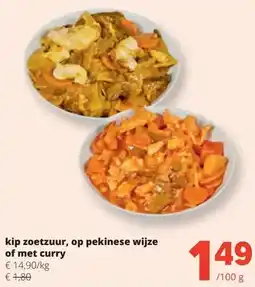 Spar kip zoetzuur, op pekinese wijze of met curry aanbieding