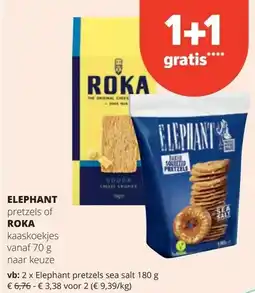 Spar Elephant pretzels sea salt 180 g aanbieding