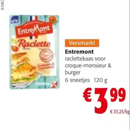 Colruyt Entremont raclettekaas voor croque-monsieur & burger aanbieding