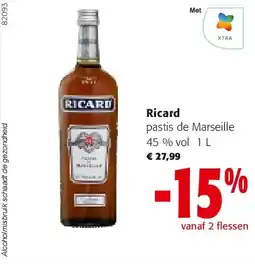 Colruyt card pastis de Marseille 45 % vol 1 L aanbieding