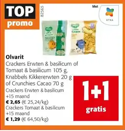 Colruyt Olvarit Crackers Erwten & basilicum +15 maand aanbieding