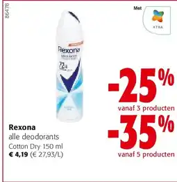 Colruyt Rexona Cotton Dry 150 ml aanbieding