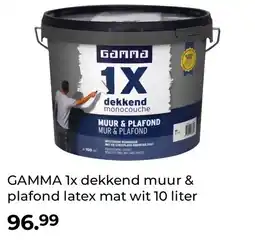 GAMMA GAMMA 1x dekkend muur & plafond latex mat wit 10 liter aanbieding