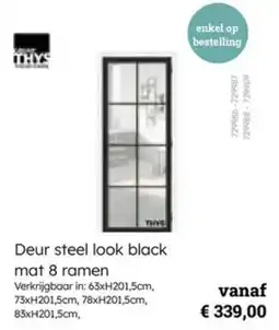 Multi bazar Deur steel look black mat 8 ramen aanbieding