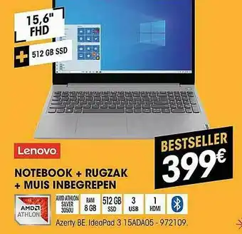 Electro Depot Lenovo Notebook, Rugzak, Muis Inbegrepen aanbieding