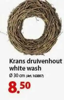 Pelckmans Krans Druivenhout White Wash aanbieding