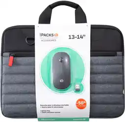 Krëfel 13-14'' Classic Grijs/Rode Tas + Draadloze Muis aanbieding