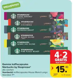 Carrefour Gamma koffiecapsules Starbucks by Nespresso aanbieding