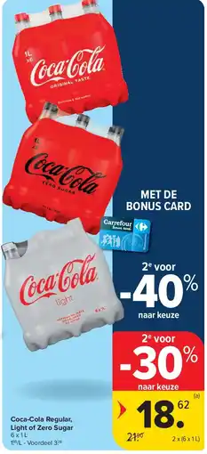 Carrefour Coca-Cola Regular, Light of Zero Sugar aanbieding
