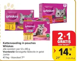 Carrefour Kattenvoeding in pouches Whiskas aanbieding