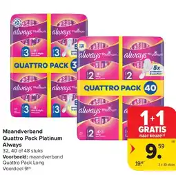 Carrefour Maandverband Quattro Pack Platinum Always aanbieding