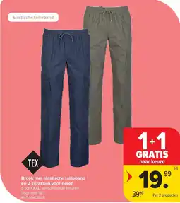 Carrefour Broek met elastische tailleband en 2 zijzakken voor heren aanbieding
