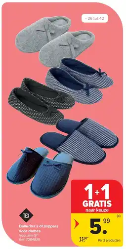 Carrefour Ballerina’s of slippers voor dames aanbieding