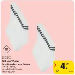 Carrefour Set van 12 paar tennissokken voor heren aanbieding
