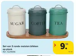 Carrefour Set van 3 ronde metalen blikken op plank aanbieding