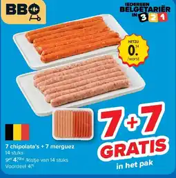 Carrefour 7 chipolata’s + 7 merguez aanbieding