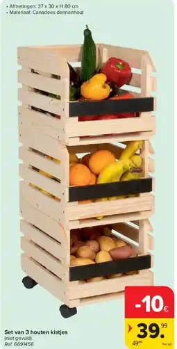 Carrefour Set van 3 houten kistjes aanbieding